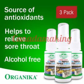 Organika Bee Propolis Throat Spray Alcohol Free   3 x 30 ml