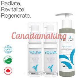 Youva Daily Revitalizing Trio: Organic Cleanser, Organic Serum and Organic Anti-aging Eye-cream
